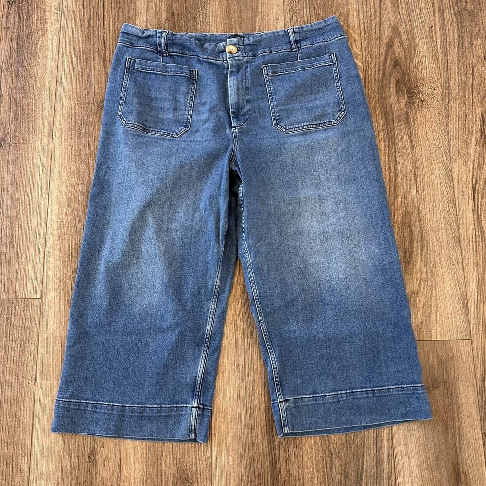 Maeve Anthropologie The Colette Crop High-Rise Wide-Leg Jeans Women's 20W Blue